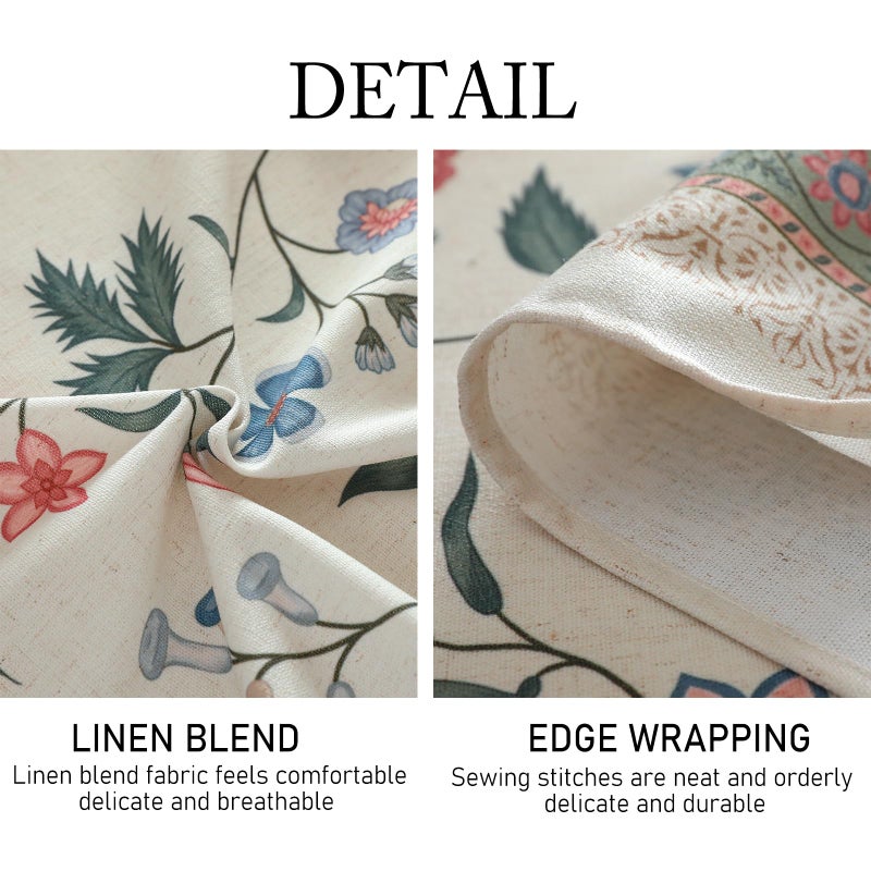ISAENNE Designer Chinoiserie Linen Floral Small Round Tablecloth,White Wrinkle Resistant Table Cloth,Elegant Decor Tablecloths for Dining Thanksgiving Kitchen Christmas,Diameter 55"-Daffy - Image 4