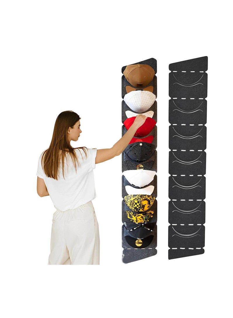SYOSI 2 Pack Cap Rack, The Original Fitted Cap Display, No Assembly Required Snapback Baseball Hat Organizer and Storage Solution, Lightweight Hat Rack for Flat Billed Caps. Dark Grey  - Image 1