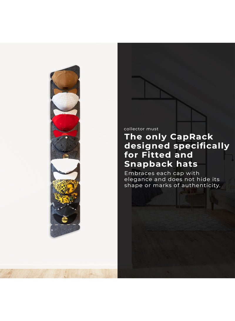 SYOSI 2 Pack Cap Rack, The Original Fitted Cap Display, No Assembly Required Snapback Baseball Hat Organizer and Storage Solution, Lightweight Hat Rack for Flat Billed Caps. Dark Grey  - Image 3