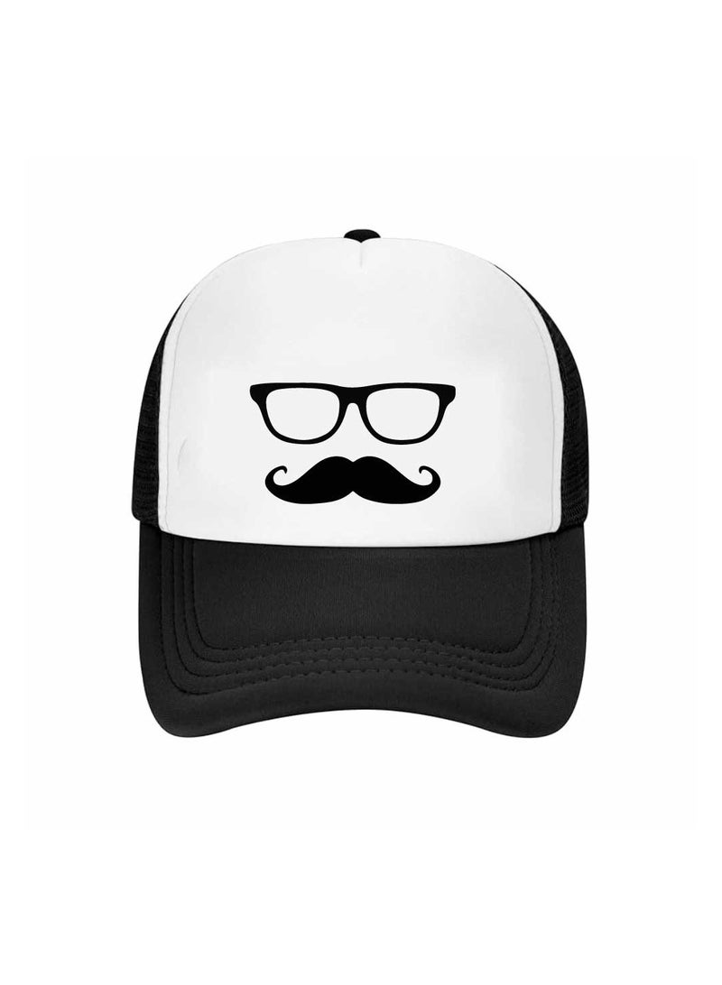 برينت شوب فور مي قبعة شبكية من الفوم من موفمبر مع إغلاق بلاستيكي قابل للتعديل للرجال والنساء - قبعة أنيقة بتصميم شارب - مثالية لحملات التوعية من موفمبر - Image 1