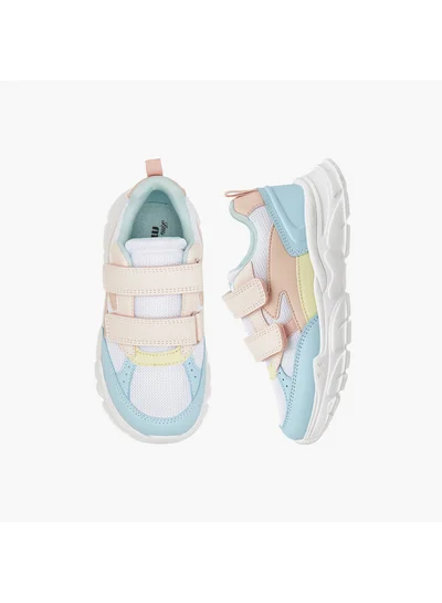 ليتل ميسي Girls Panelled Sneakers with Hook and Loop Closure