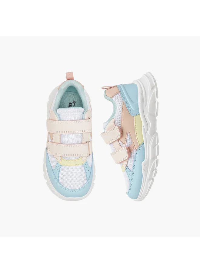 ليتل ميسي Girls Panelled Sneakers with Hook and Loop Closure
