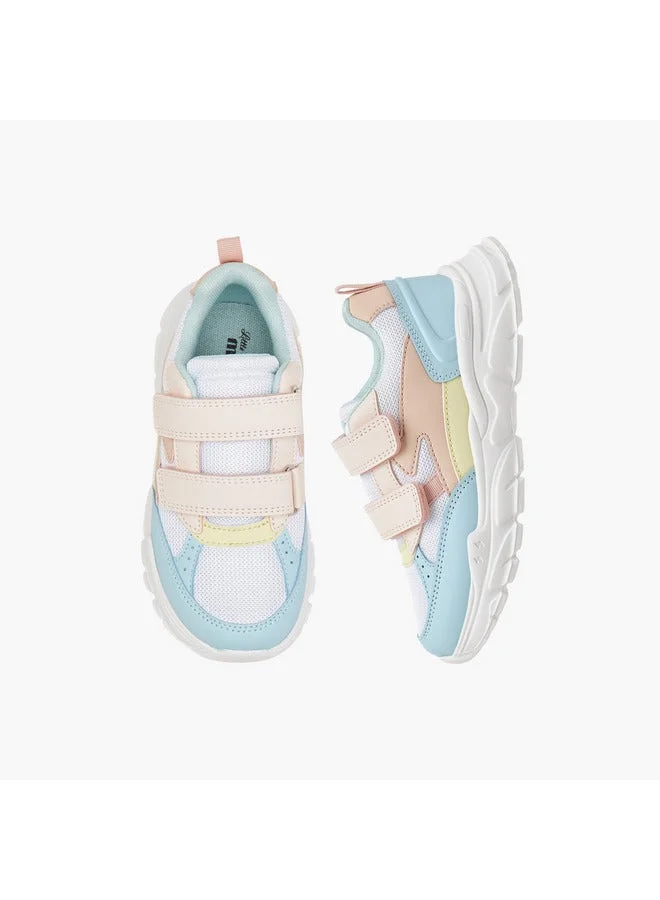 Little Missy BLUE Girls Panelled Sneakers with Hook and Loop Closure for Women | Best Price UAE