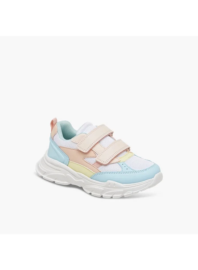 Little Missy BLUE Girls Panelled Sneakers with Hook and Loop Closure for Women | Best Price UAE