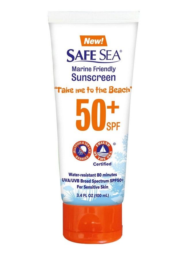 safe sea - Jellyfish Stingblocking Sunscreen Spf 50+ Travel Size Lotion Waterproof Biodegradable Coral Reefsafe Body And Face Sunscreen Antijellyfish And Sealice Sting Protection (Tube 3.4 Oz) - Image 1