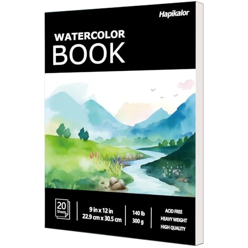 Hapikalor Watercolor Paper Pad, 9"x12" Water Color Paper, 140lb/300gsm Artist Painting Drawing Paper Book, Art Supplies for Adults Kids, Watercolors, Watercolor Paint Set, Sketchbook, Journal, Black - Image 1