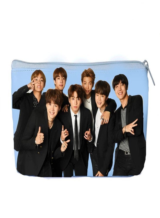 Neel® BTS Team Pencil Case Pencil Pouch for Kids BTS Army Team Pencil Pouch Travel Pouch Cosmetic Pouch for Girls School Stationery Pencil Pouch for Kids Return Gift Set for Kids (Blue BTS, 1pcs) - Image 1