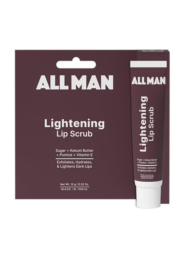 Allman ALL MAN Lightening Lip Scrub for Chapped, Dark & Dead Skin with Sugar, Pumice & Vitamin E for Brightening & Repair | 10g - Image 1