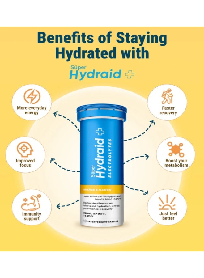 سوبر هايدرايد إلكتروليت بنكهة البرتقال والمانجو، 10 أقراص فوارة - دعم سريع للترطيب - Image 3