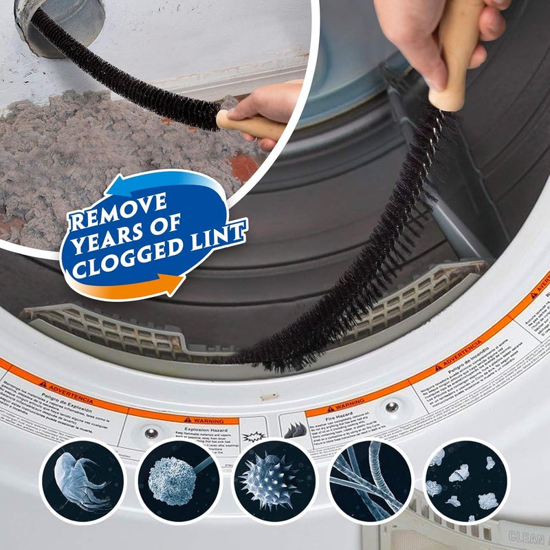Holikme 2 Pieces Dryer Vent Cleaner Kit, Dryer Lint Vacuum Attachment and Flexible Dryer Lint Brush, Dryer Vent Vacuum Hose Attachment,Black - Image 4
