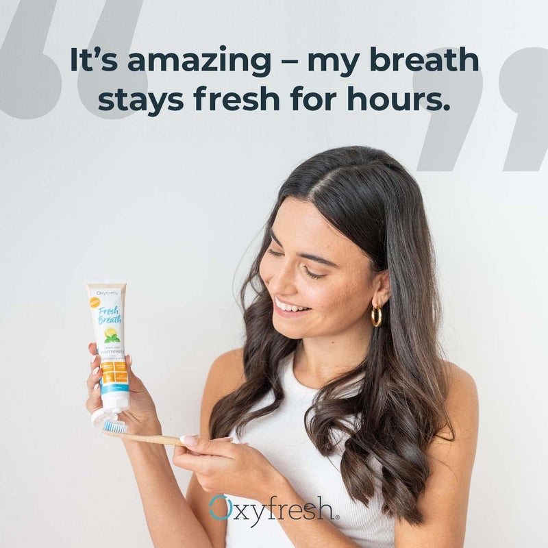 Oxyfresh Premium Lemon Mint Fresh Breath Toothpaste to Help Fight Bad Breath Anti Plaque Tartar Control Low Abrasion Gel SLS Fluoride Free Toothpaste with Essential Oils 5oz - Image 3