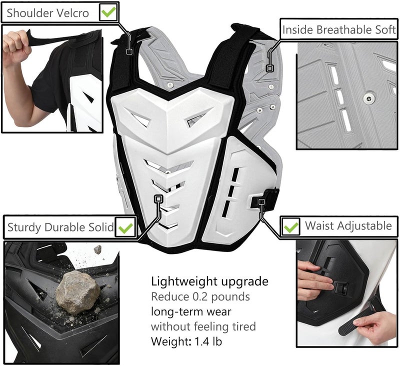 PETA Motorcycle Armor Body Guard Vest, Street Bike Riding Off-Road Racing Cycling Skiing Motocross Adult Chest Protector - Image 3