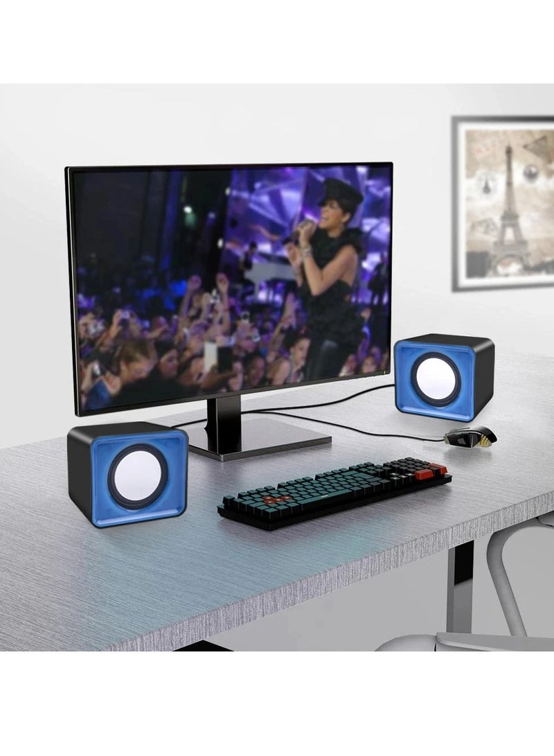 AROAQ Mini Computer Speakers, Lightweight Portable Stereo Multimedia Speaker, Stylish And Durable USB Loudspeaker, Powerful Bass Double Shock Subwoofer For Computer Laptop, (Black) - Image 3