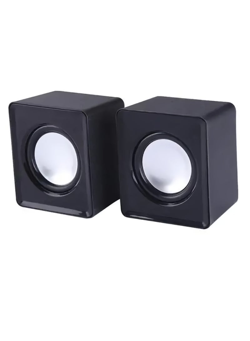 AROAQ Mini Computer Speakers, Lightweight Portable Stereo Multimedia Speaker, Stylish And Durable USB Loudspeaker, Powerful Bass Double Shock Subwoofer For Computer Laptop, (Black) - Image 1