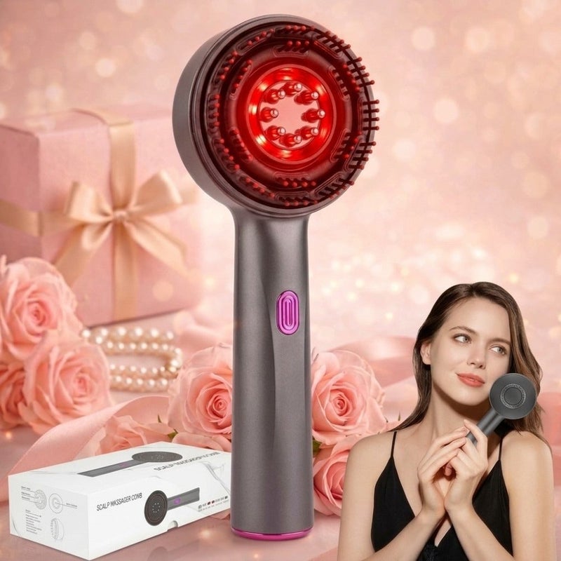 Bosidin Electric Scalp Massager Brush with Infrared Light Therapy, 6ml Liquid Applicator for Hair Growth Serum, 3 Modes Vibrating Head Massager, IPX7 Waterproof Wet/Dry Scalp Care Comb for Thinning Hair - Image 2