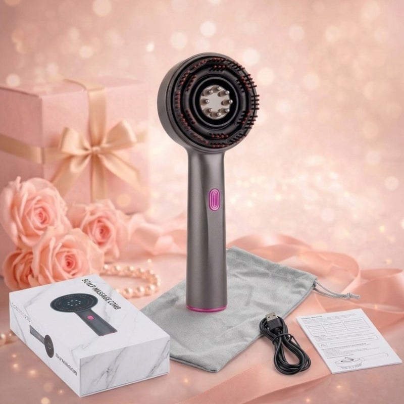 Bosidin Electric Scalp Massager Brush with Infrared Light Therapy, 6ml Liquid Applicator for Hair Growth Serum, 3 Modes Vibrating Head Massager, IPX7 Waterproof Wet/Dry Scalp Care Comb for Thinning Hair - Image 1