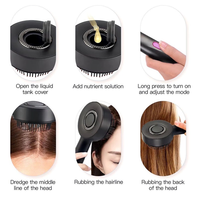 Bosidin Electric Scalp Massager Brush with Infrared Light Therapy, 6ml Liquid Applicator for Hair Growth Serum, 3 Modes Vibrating Head Massager, IPX7 Waterproof Wet/Dry Scalp Care Comb for Thinning Hair - Image 3