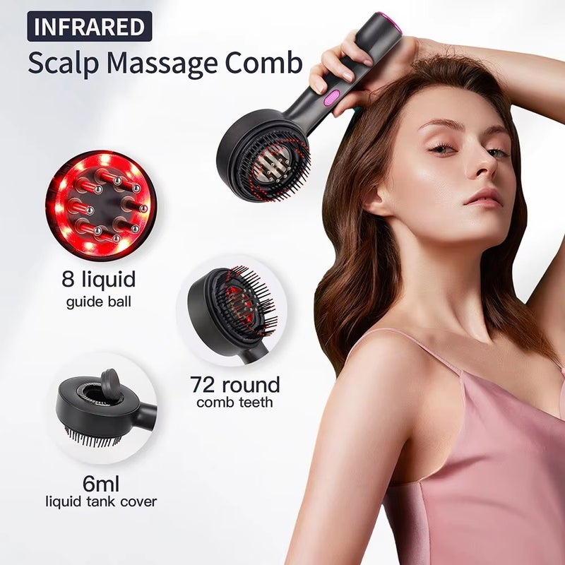 Bosidin Electric Scalp Massager Brush with Infrared Light Therapy, 6ml Liquid Applicator for Hair Growth Serum, 3 Modes Vibrating Head Massager, IPX7 Waterproof Wet/Dry Scalp Care Comb for Thinning Hair - Image 5