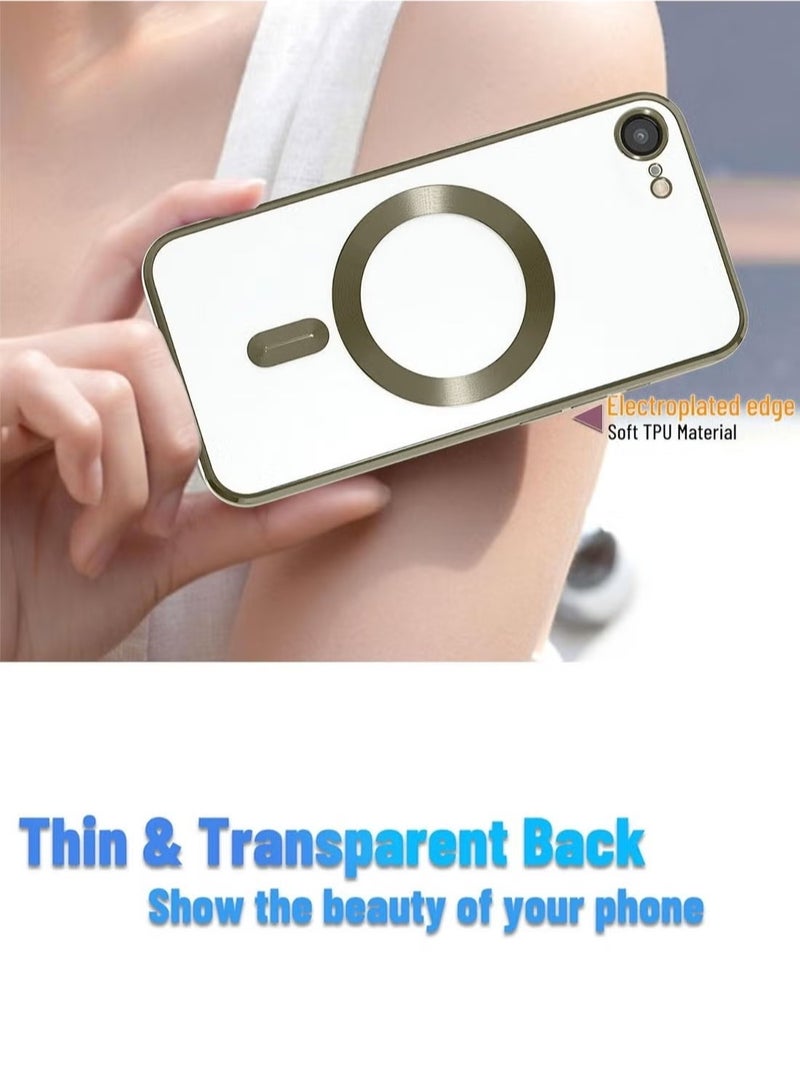 YJS Apple iPhone 16e 5G 2025 MagSafe Compatible PU Clear Case – Luxury Plating Finish, Raised Lips for Camera Protection, Shockproof Transparent Cover with Slim Fit Design & Precise Cutouts Titanium Bronze - Image 2