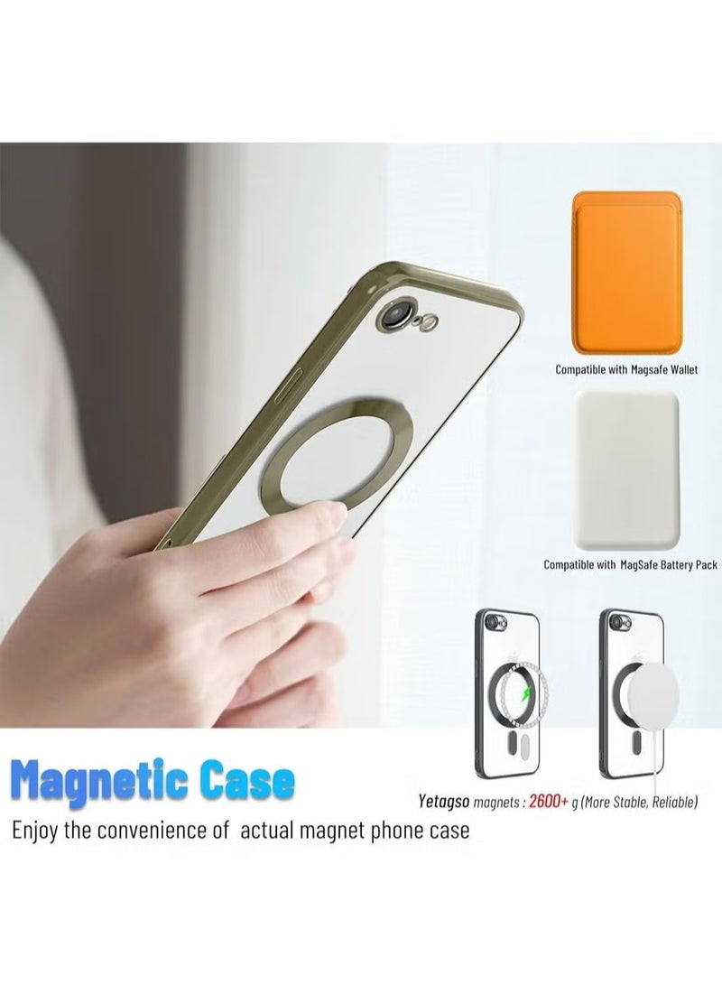 YJS Apple iPhone 16e 5G 2025 MagSafe Compatible PU Clear Case – Luxury Plating Finish, Raised Lips for Camera Protection, Shockproof Transparent Cover with Slim Fit Design & Precise Cutouts Titanium Bronze - Image 4