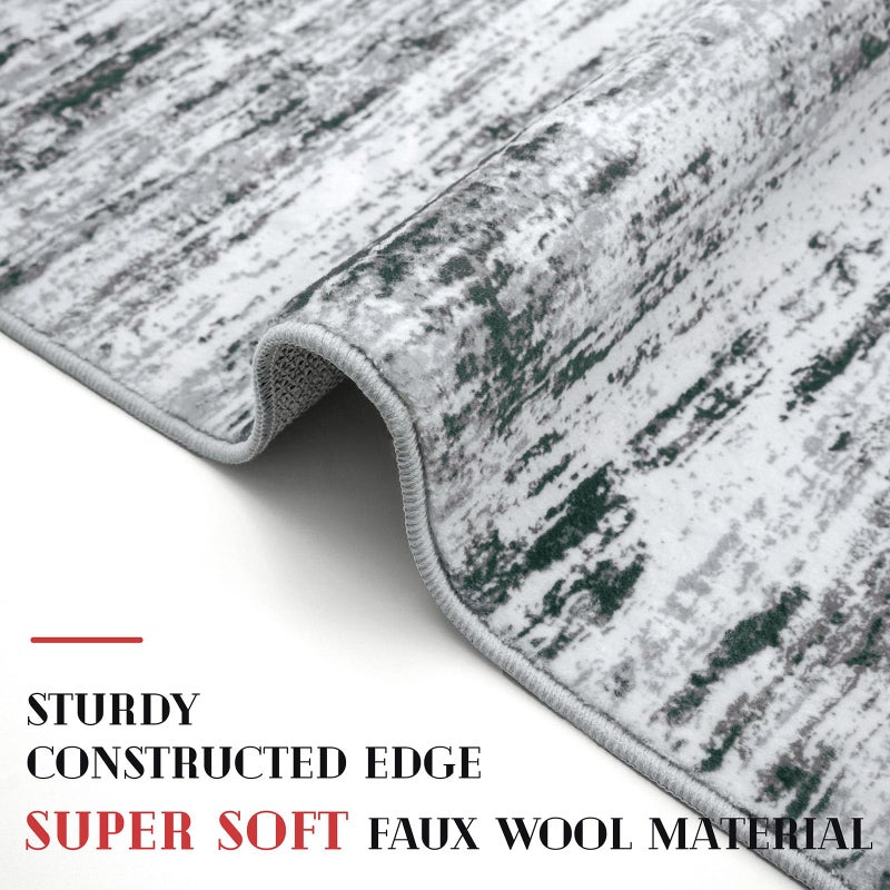 Lansny Modern Abstract Runner Rug 2x6, Black Grey White Washable Kitchen Runner Non-Slip Soft Hallway Rug Runner Thin Print Faux Wool Carpet for Entryway Bedroom Laundry Room Indoor Home Decor - Image 5