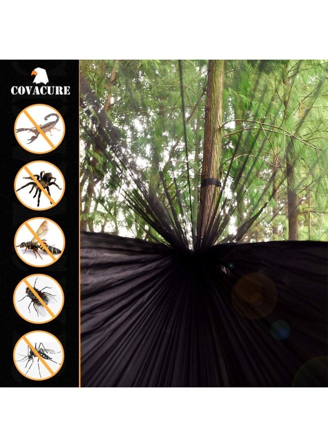 Covacure Camping Hammock Lightweight Double Hammock Hold Up To 772Lbs Portable Hammocks For Indoor Outdoor Hiking Camping Backpacking Travel Backyard Beach Black - Image 4