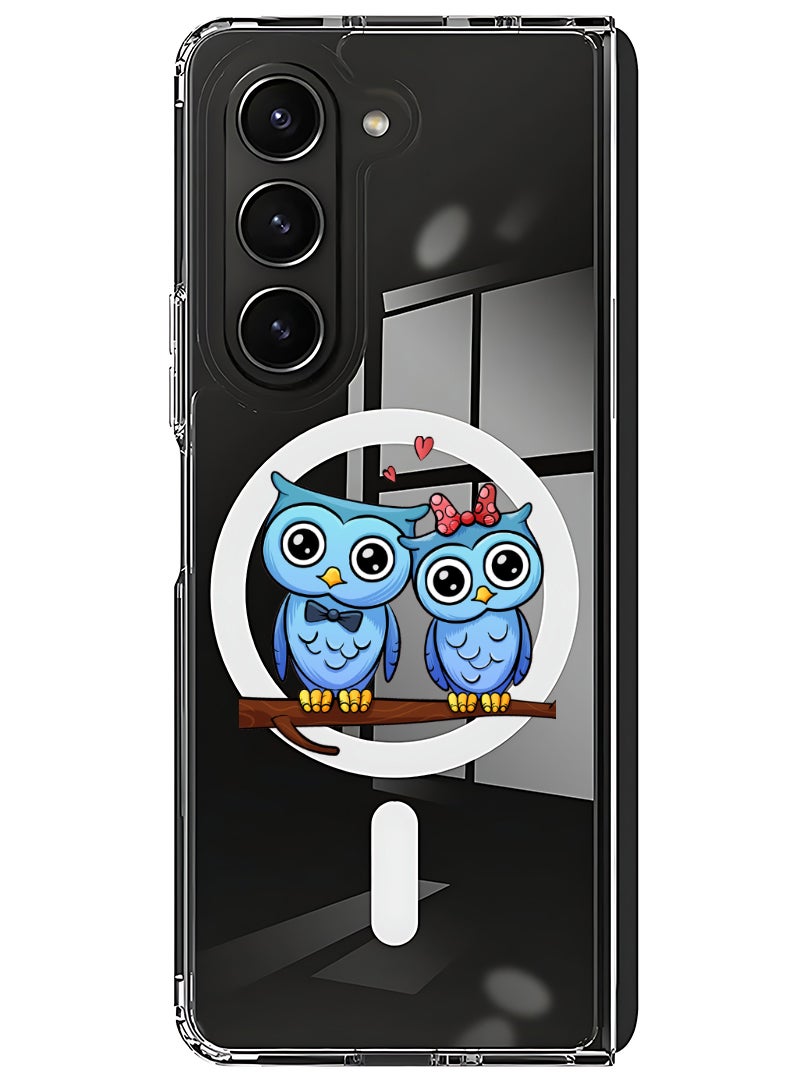 Theodor Magnetic Case for Samsung Galaxy Z Fold 5 Compatible with MagSafe Wireless Charging, Shockproof Phone Bumper Cover love birds - Image 1