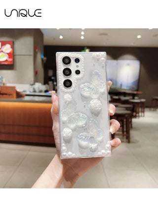 متوافق مع جراب هاتف سامسونج جالاكسي S23 الترا - جراب هاتف 3D Butterfly Rose Flower Shiny Girl - حافظة هاتف شفافة - حماية من السقوط TPU - view 5
