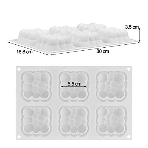 Fine Décor FINEDECOR 3D Cloud Shape Mousse Cake Mould, Silicone Mousse Mould Square Bubble Shape Mould for Baking, FD 3168 (6 Cavitiy) - Image 2
