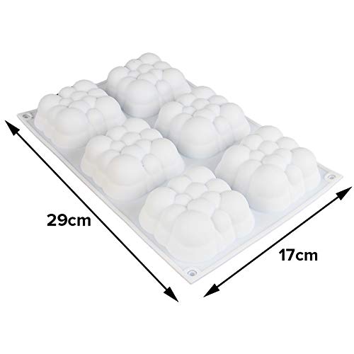 Fine Décor FINEDECOR 3D Cloud Shape Mousse Cake Mould, Silicone Mousse Mould Square Bubble Shape Mould for Baking, FD 3168 (6 Cavitiy) - Image 5