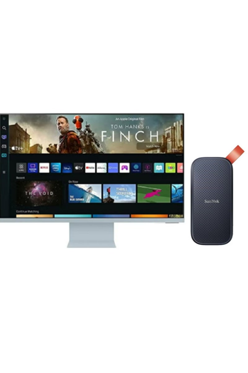 سامسونج Hybrid Work & Entertainment Bundle - 32" M8 4K Smart Monitor with Camera + SanDisk 2TB Portable SSD USB-C - Image 1