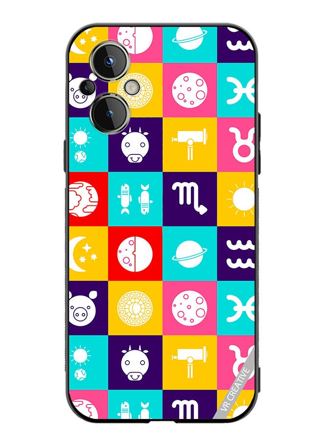 VR CREATIVE Protective Case Cover For OnePlus Nord N20 5G Taurus Zodiac, Pisces Astrology Horoscope Circle, Moon And Stars And Icon Design Multicolour - Image 1