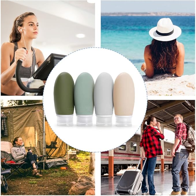 Opret 100ml Silicone Travel Bottle for Toiletries 4 Pack Leak Proof Refillable Travel Containers Squeezable Travel Essentials for Shampoos Conditioner and Cream BPA Free and TSA Approved