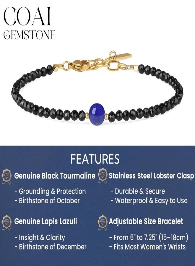 COAI Beaded Bracelet for Women, Lapis Lazuli Black Tourmaline Bracelet for Women 3mm - Image 3