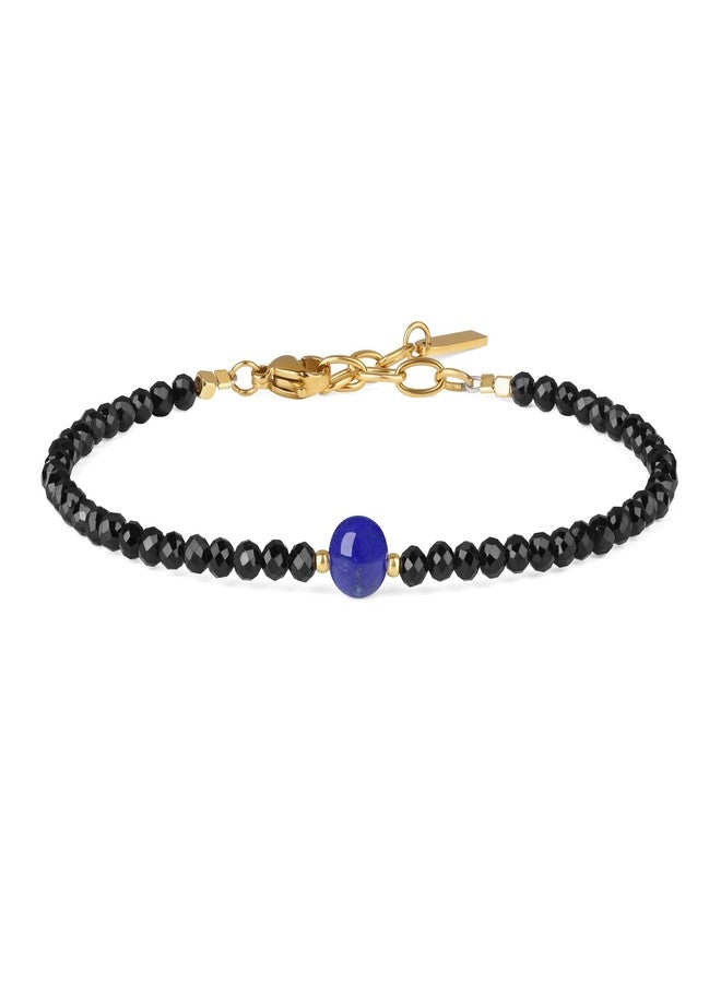 COAI Beaded Bracelet for Women, Lapis Lazuli Black Tourmaline Bracelet for Women 3mm - Image 1