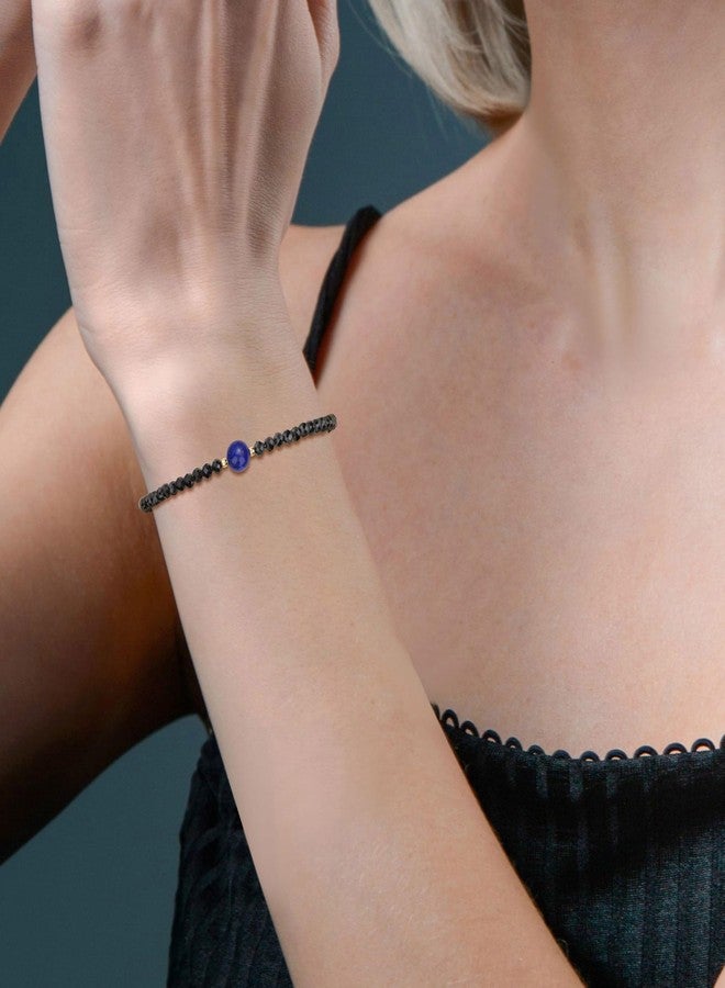 COAI Beaded Bracelet for Women, Lapis Lazuli Black Tourmaline Bracelet for Women 3mm - Image 2
