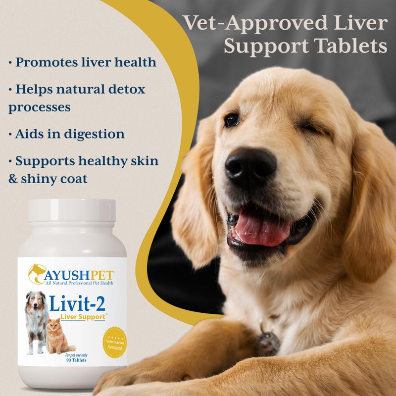 Ayush Herbs Ayush Pet Livit-2 - Dog Liver Support Supplement, Natural Liver Support for Cats, Dogs & Horses, Supports Overall Wellness, Healthy Skin and Coat for Pets - 90 Tablets - Image 2