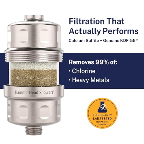 HammerHead Showers® Solid Metal Shower Head Filter – KDF 55 Shower Filter, High Pressure Universal Shower Filters to Remove Toxic Chemicals – Removes Chlorine and Heavy Metals – Brushed Nickel - Image 2