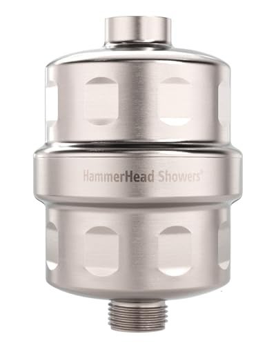 HammerHead Showers® Solid Metal Shower Head Filter – KDF 55 Shower Filter, High Pressure Universal Shower Filters to Remove Toxic Chemicals – Removes Chlorine and Heavy Metals – Brushed Nickel - Image 1