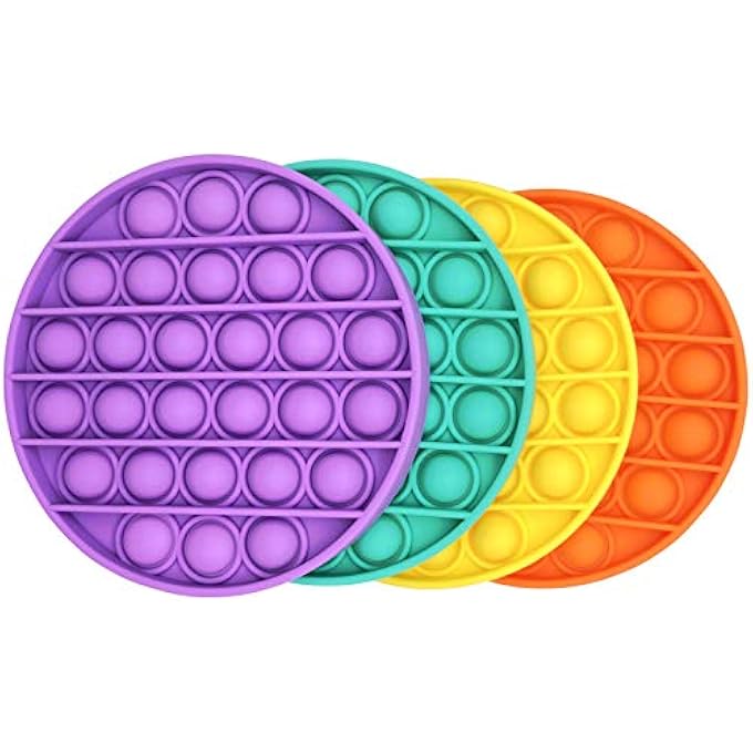 DODO Push pop pop Bubble Sensory Fidget Toy,Autism Special Needs Stress Reliever Silicone Stress Reliever Toy,Squeeze Sensory Toy (4PCS-Round) - Image 1