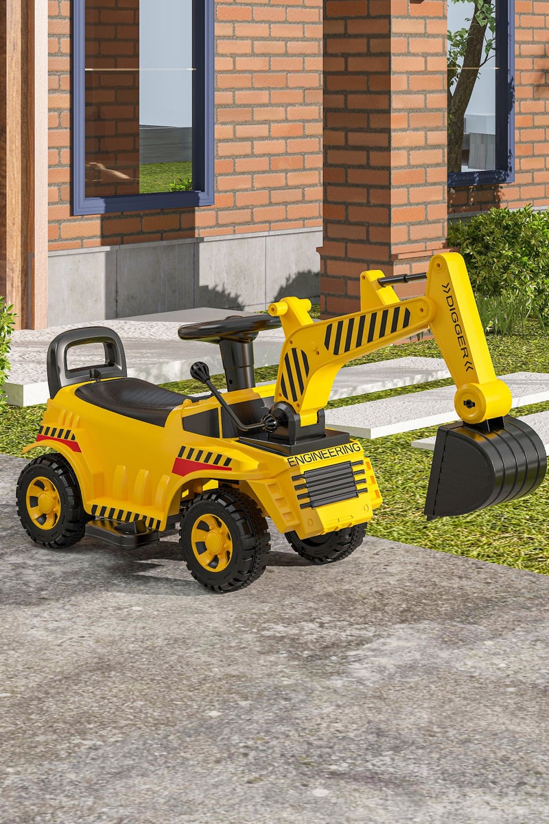 NEWLAN Children's ride-on excavator toy car, yellow construction excavator, suitable for indoor and outdoor play. Fun children's ride-on toy car. - Image 2