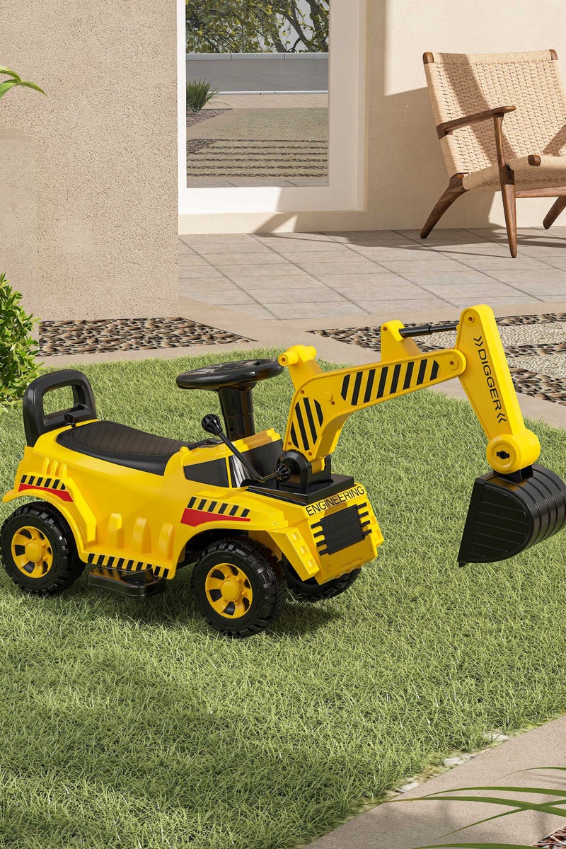 NEWLAN Children's ride-on excavator toy car, yellow construction excavator, suitable for indoor and outdoor play. Fun children's ride-on toy car. - Image 3