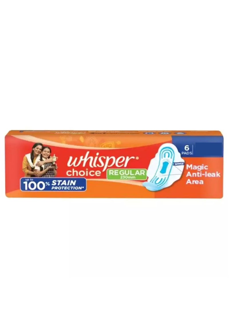 Whisper Regular Sanitary Napkins 6 Pads - Image 1