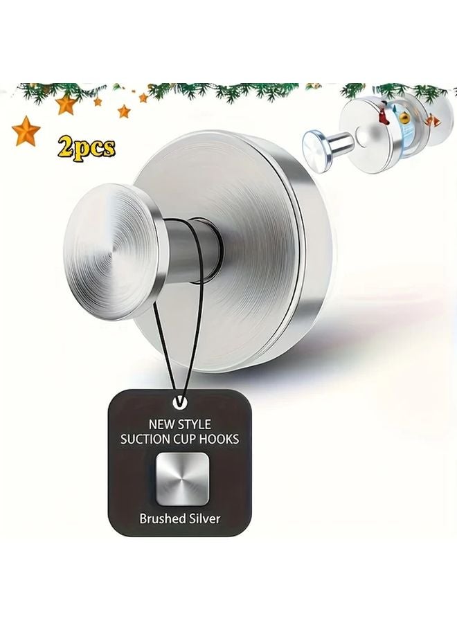 Matte Silvery Suction Cup Hooks Heavy Duty 15 lbs Towel Organizer for Bathroom Kitchen - Image 1