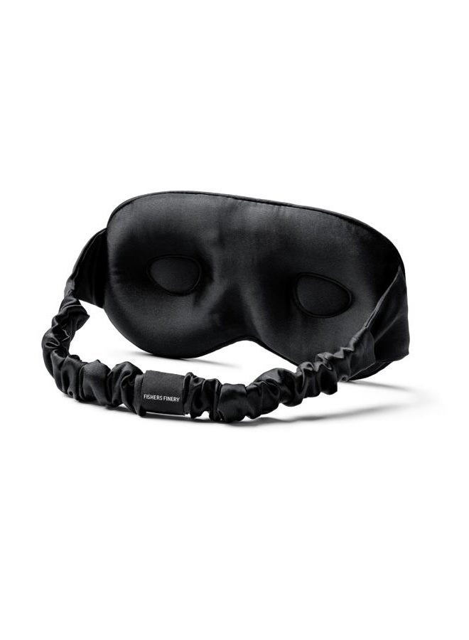 Fishers Finery 25 Momme 100% Organic Mulberry Silk 3D Sleep Mask - Contoured Blackout Eye Mask - Soft, Comfortable on Skin, Lash Extension Friendly - New and Improved Style (Black) - Image 1