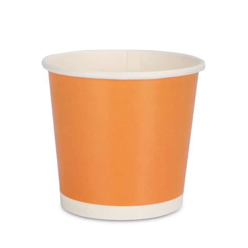 e kysa basics Paper Disposable Tea/Coffee Cups, Set of 50 pcs, 250 ml - Orange - Image 3