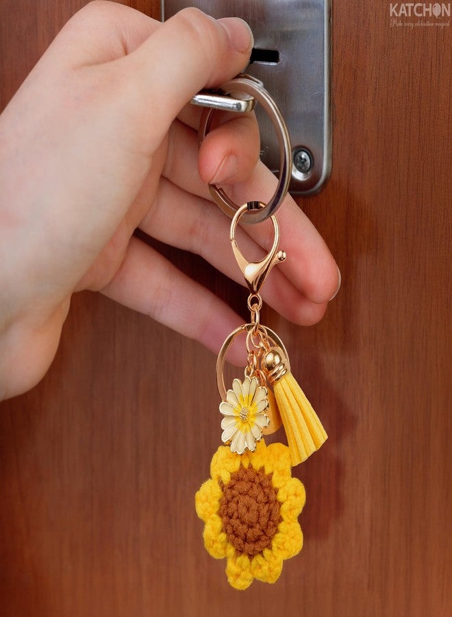 KatchOn, Cute Crochet Sunflower Keychain for Women | Sunflower Purse Charm for Handbags | Stocking Stuffers for Teen Girls | Christmas gifts for Women | Birthday Gift for Her, New Years Gifts - Image 5
