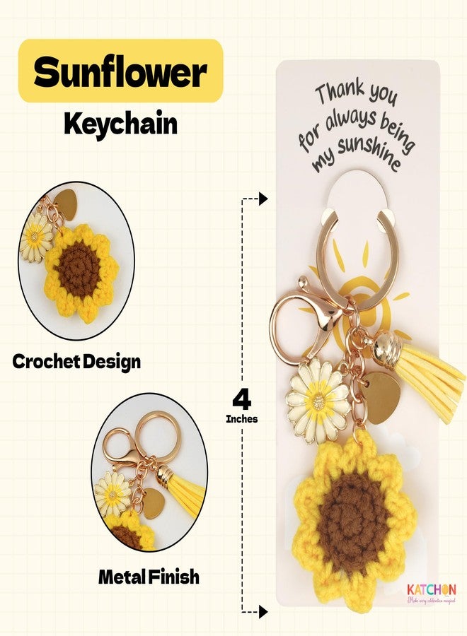 KatchOn, Cute Crochet Sunflower Keychain for Women | Sunflower Purse Charm for Handbags | Stocking Stuffers for Teen Girls | Christmas gifts for Women | Birthday Gift for Her, New Years Gifts - Image 2