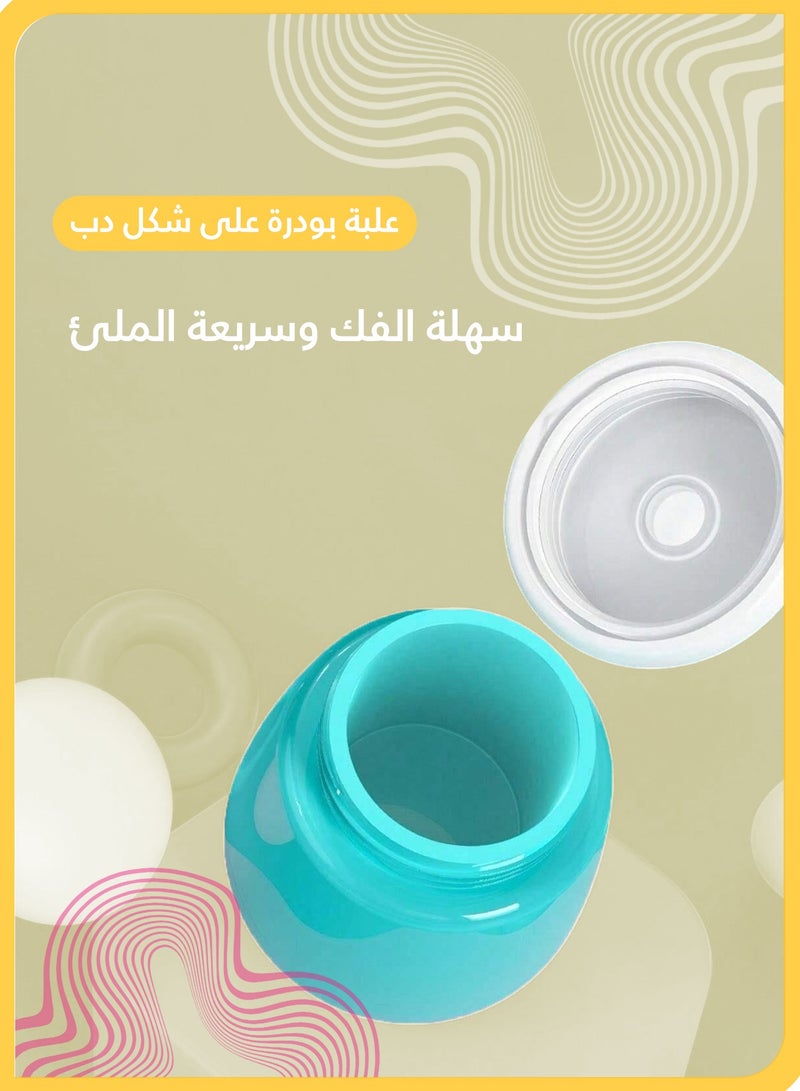 شي آند ليتل حافظة بودرة الأطفال، علبة بودرة محمولة على شكل دب كرتوني، مثالية للبودرة السائبة وبودرة التلك، مناسبة للاستخدام المنزلي والسفر (أزرق) - Image 5