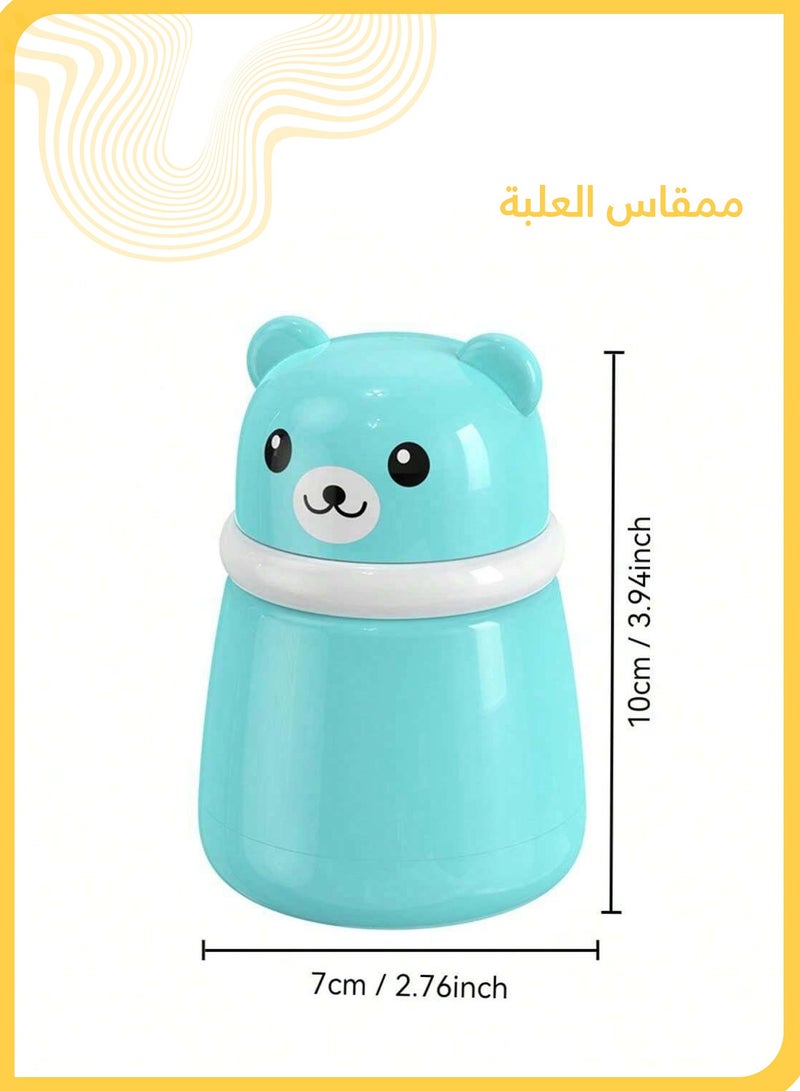 شي آند ليتل حافظة بودرة الأطفال، علبة بودرة محمولة على شكل دب كرتوني، مثالية للبودرة السائبة وبودرة التلك، مناسبة للاستخدام المنزلي والسفر (أزرق) - Image 2